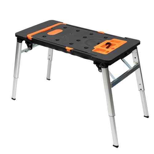 DSYOGX 7-in-1 Klappbare Werkbank, Mobile Rollbrett Werkbank Transportwagen Handwagen Bis 150KG Handkarren Plattform Klappbar Arbeitsbühne Werktisch von DSYOGX