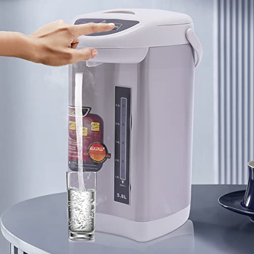 DSYOGX Edelstahl Thermopot 5.8 Liter Heißwasserspender Wasserspender mit Kabel Thermoskanne Dispender für Haus, Büro, Hotel, 750W, Tastensteuerung (Grau) von DSYOGX