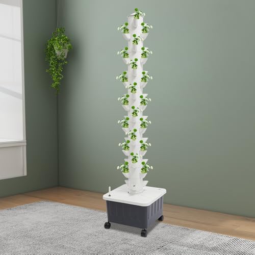 DSYOGX Hydroponischer Turm, Vertikaler Hydroponic Tower, 15 Etagen 45 Löcher Hydrokultur-Turm-Set, Hydroponisches Anbausystem für Innenbereich in Form eines Turms, 100-240V von DSYOGX