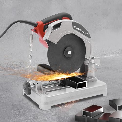 DSYOGX Kappsäge, 1200W Metalltrennschneider Trennjäger Schneidemaschine, 0-45° Schneidewinkel, 0-50mm Schnittdicke, 185mm Sägeblatt-Durchmesser, Schneiden von Holz, Stahl, Wänden (Rot) von DSYOGX