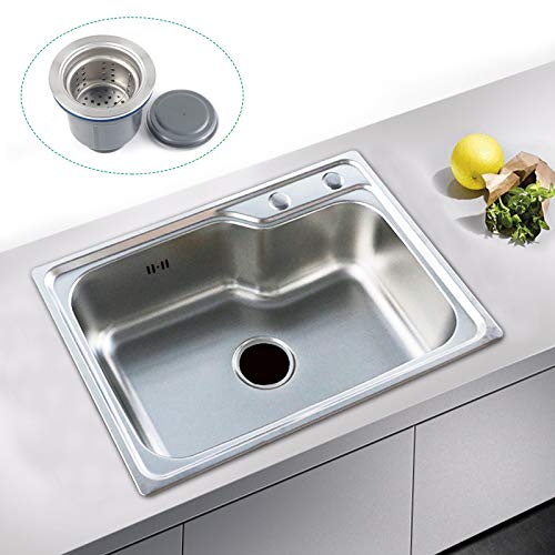 DSYOGX Küchenspüle Edelstahl Einbauspüle Silber Küche Spülbecken Spüle 1 Becken Kitchen Sink Waschbecken mit Ablaufgarnitur, 62x43cm von DSYOGX