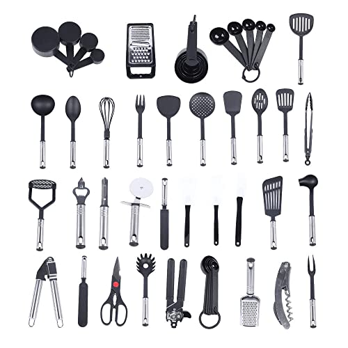 DSYOGX Küchenutensilien Set 40-Teiliges Edelstahl Kochbesteck Nicht Klebrig Und Leicht Zu Reinigen Küchenhelfer Kochzubehör für Kochen, Backen, Rühren von DSYOGX