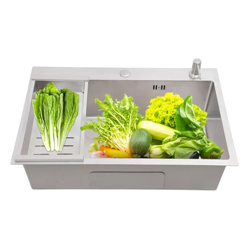 DSYOGX Multifunktionale Wasserfall-Spüle, 68x45x20cm Rostfreier Stahl Küchenspüle, inkl. Küchenspülen, Abtropfkorb, Seifenspender, Abtropffläche, Silber DSYOGX Multifunktionale Wasserfall-Spüle, 68x45x20cm Rostfreier Stahl Küchenspüle, inkl. Küchenspülen, Abtropfkorb, Seifenspender, Abtropffläche, Silber von DSYOGX