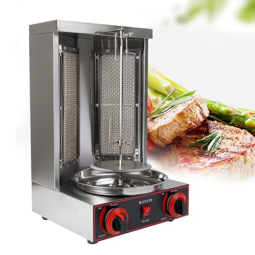 DSYOGX Vertikal Dönergrill, 3KW Gas Edelstahl Döner Kebab Maschine Dönergrill Tischgrill BBQ Grillofen mit 360° Drehbar für Hähnchen Dönerspieß, Schwarz von DSYOGX