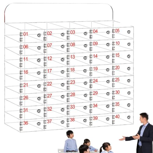 DSYYNAY Aufbewahrungsfach für Handy, Aufbewahrungsbox für Personal, Acryl, transparent, mit Schloss (40 Steckplätze) von DSYYNAY