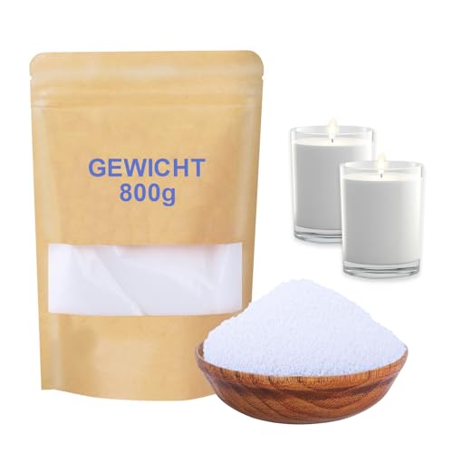 DSYZWEE Kerzenwachs, Kerzensand 800 g, Kerzensand mit Docht, mit 10 Stück Kerzendocht (10cm), Pflanzliches Wachs, Perlenwachs Weiß von DSYZWEE