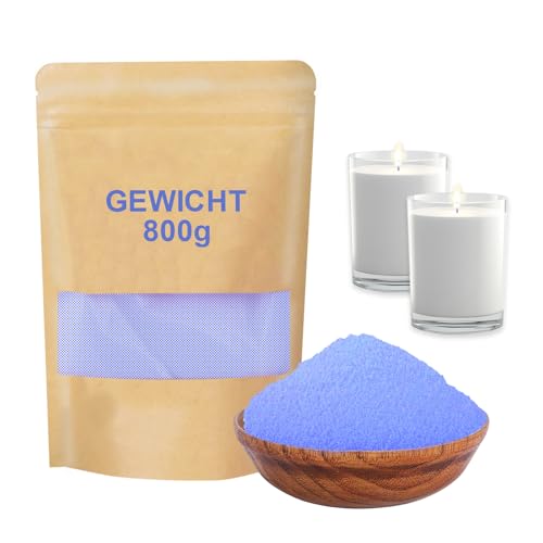 DSYZWEE Kerzenwachs, Kerzensand 800 g, Kerzensand mit Docht, mit 10 Stück Kerzendocht (10 cm), Pflanzliches Wachs, Perlenwachs Blau von DSYZWEE