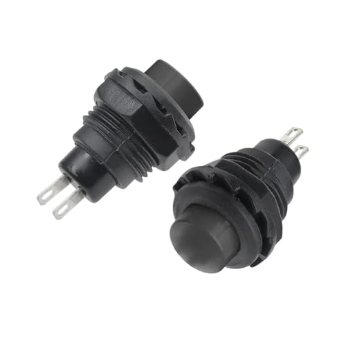 DSZUJTYROP 6pc 12mm Round Head Self Resetting Lockless Switch 2A 125VAC DS-502 Short Button Switch Normally Open Black von DSZUJTYROP