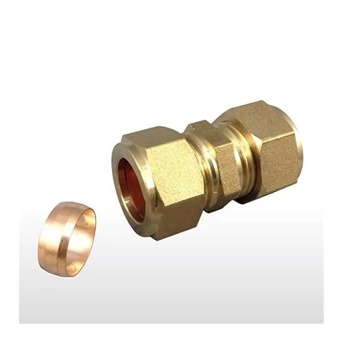 DSZUJTYROP Fit 12mm Tube OD Brass Compression Union Fitting with Copper Ferrule Ring Water Gas Oil von DSZUJTYROP