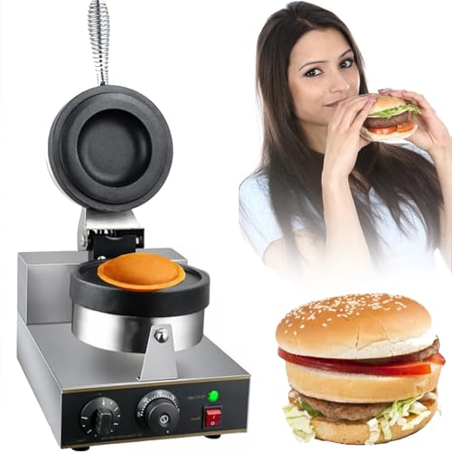 DSeenLeap Kommerzieller Burger-Waffeleisen, 1300 W elektrischer Hamburger-Eismaker, Antihaft-Pfanne, präzise Temperaturregelung, doppelseitige Heizung, für Zuhause, Küche (Einzelkopf) von DSeenLeap