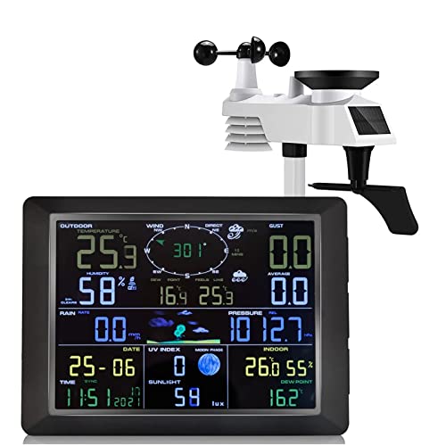 DSeenLeap Wetterstation mit Regenmesser und Windgeschwindigkeit, Indoor-Outdoor-Wetterstationen für Zuhause, 8.3 professionelle Wettermesser, benutzerdefinierte Warnungen von DSeenLeap