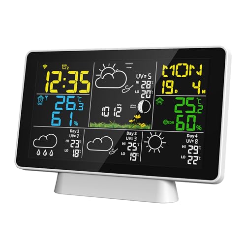 DSeenLeap Wetterthermometer, Farbbildschirm, intelligente Wetterstation, Temperatur, Luftdruckspitzen-Erinnerungsfunktion, Zeitkalibrierungsfunktion, Tools von DSeenLeap