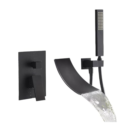 Küchenarmaturen, 1-teiliges Badezimmer-Set, verchromt, poliert, Badewannen-Wasserhahn, ORB-Badewannen-Duschhahn, Badewannen-Wasserhahn, Wasserhahn, Wandeinbau, Wasserfall-Wasserhahn, verdeckte Instal Küchenarmaturen, 1-teiliges Badezimmer-Set, verchromt, poliert, Badewannen-Wasserhahn, ORB-Badewannen-Duschhahn, Badewannen-Wasserhahn, Wasserhahn, Wandeinbau, Wasserfall-Wasserhahn, verdeckte Instal von DSeenLeap