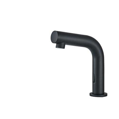 Küchenarmaturen, 1 x intelligenter Sensor-Waschtischhahn, berührungsloser automatischer Sensor-Wasserhahn, Heiß- und Kaltmischbatterie, an Deck montierter Badezimmer-Waschtischhahn (schwarz, kurz) von DSeenLeap