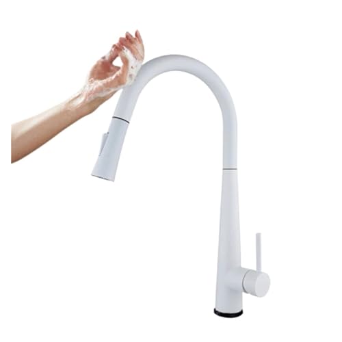 Küchenarmaturen, x Küchen-Sensor-Wasserhahn, herausziehbar, 360-Grad-Drehung, Smart-Touch-Sensor, Küchenspüle, Mischbatterie für heiße und kalte Speisen (weiß) von DSeenLeap