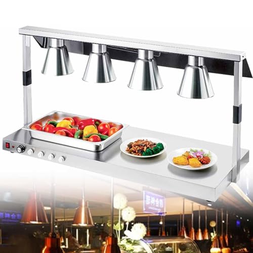 Warmhaltelampe für Lebensmittel Buffet, kommerzielle Streifen Lebensmittel Heizlampe, Pommes Frites Heizlampe, Langlebig, Halten Sie Lebensmittel warm (vier silberne Köpfe) von DSeenLeap