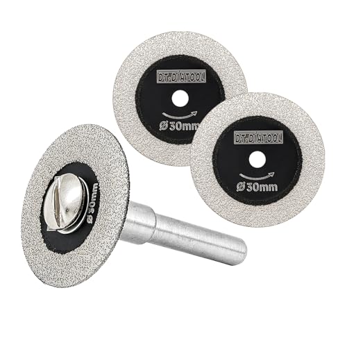 DT-DIATOOL Diamant-Glas-Trennscheibe, 3 Stück 30mm Mini-Diamant-Sägeblätter mit 1 Stück 6mm Schaft für Fliesen Keramik Porzellan Marmor Granit Kunststein auf Bohrmaschine 3er-Pack DT-DIATOOL Diamant-Glas-Trennscheibe, 3 Stück 30mm Mini-Diamant-Sägeblätter mit 1 Stück 6mm Schaft für Fliesen Keramik Porzellan Marmor Granit Kunststein auf Bohrmaschine 3er-Pack von DT-DIATOOL