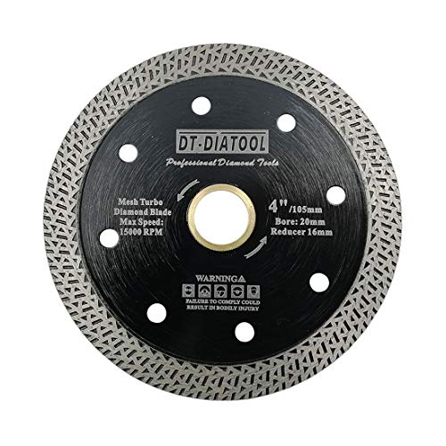 DT-DIATOOL Diamant Trennscheibe 105 mm x 20 mm/16 mm Sägeblatt mit Mesh Turbo für Porzellan Fliesen Marmor Keramik Granit von DT-DIATOOL