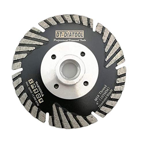 DT-DIATOOL Diamant Trennscheibe 105 mm x M14 Turbo Sägeblatt mit Schutzzähne zum Schneiden Schleifen Granit Marmor Beton Fliesen von DT-DIATOOL