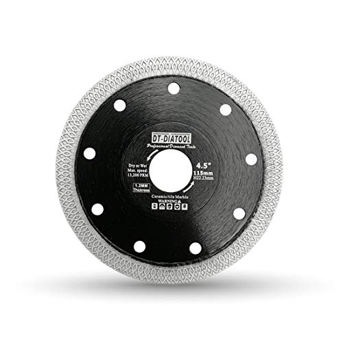 DT-DIATOOL Diamant Trennscheibe 115 mm Sägeblatt mit X Mesh Turbo für Porzellan Fliesen Marmor Keramik Granit von DT-DIATOOL