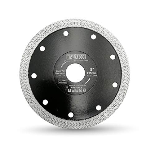 DT-DIATOOL Diamant Trennscheibe 125 mm Sägeblatt mit X Mesh Turbo für Porzellan Fliesen Marmor Keramik Granit von DT-DIATOOL