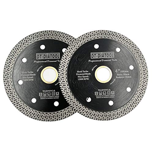 DT-DIATOOL Diamant Trennscheibe 2 Stücke 105 mm x 20 mm/16 mm Sägeblatt mit Mesh Turbo für Porzellan Fliesen Marmor Keramik Granit von DT-DIATOOL