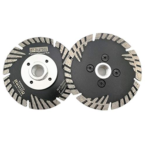 DT-DIATOOL Diamant Trennscheibe 2 Stücke 105 mm x M14 Turbo Sägeblatt mit Schutzzähne zum Schneiden Schleifen Granit Marmor Beton Fliesen von DT-DIATOOL