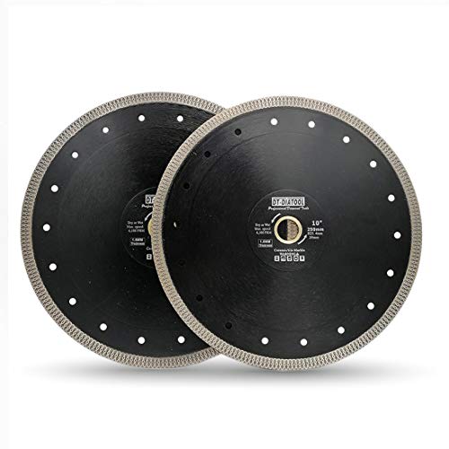 DT-DIATOOL Diamant Trennscheibe 2 Stücke 250 mm x 25,4 mm/20 mm/16mm Sägeblatt mit X Mesh Turbo für Porzellan Fliesen Marmor Keramik Granit von DT-DIATOOL