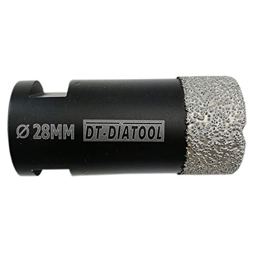 DT-DIATOOL Diamantbohrkrone 28mm Vakuumgeschweißt Lochsäge zum Trockenbohren Fliesen Porzellan Marmor Keramik Granit von DT-DIATOOL