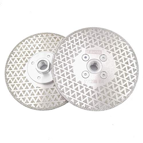 DT-DIATOOL Diamantscheibe 2 Stücke 125 mm x M14 Doppelseitig Galvanisch Trennscheibe und Schleifscheibe für Harte Fliesen Keramik Feinsteinzeug Granit Marmor von DT-DIATOOL