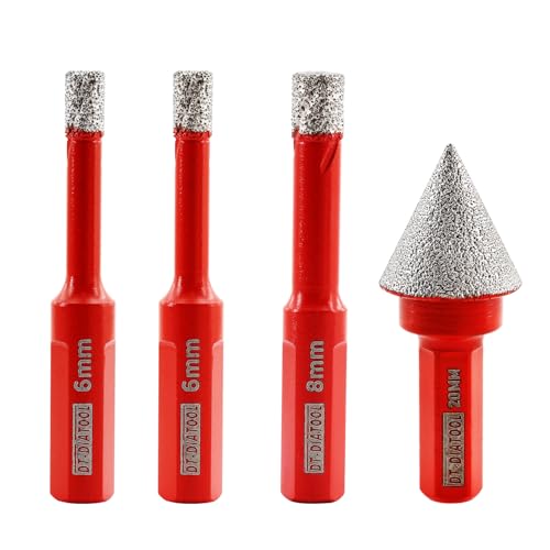 DT-DIATOOL Triangle Shank Diamond Drill Bits 6/6/8mm with 20mm 1pc Diamond Chamfer Bit Vacuum Brazed Diamond Hole Saw for Porcelain Tile Ceramic Marble Granite Masonry Quartz DT-DIATOOL Triangle Shank Diamond Drill Bits 6/6/8mm with 20mm 1pc Diamond Chamfer Bit Vacuum Brazed Diamond Hole Saw for Porcelain Tile Ceramic Marble Granite Masonry Quartz von DT-DIATOOL