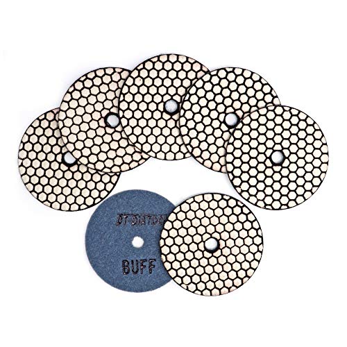 DT-DIATOOL Trockene Diamant Schleifpad 100mm 7 Stücke Weißer Buff für Granit Marmor Keramik von DT-DIATOOL