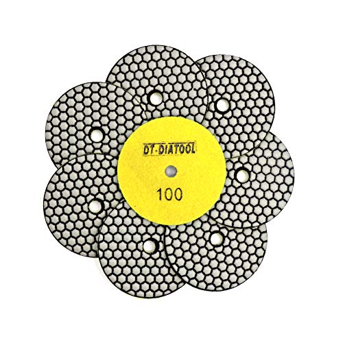 DT-DIATOOL Trockene Diamant Schleifpad 100mm 8 Stücke #100 für Granit Marmor Keramik von DT-DIATOOL