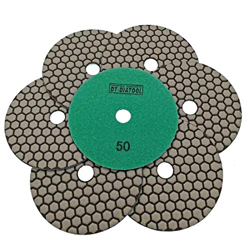 DT-DIATOOL Trockene Diamant Schleifpad 125mm 7 Stücke #50 für Granit Marmor Keramik von DT-DIATOOL