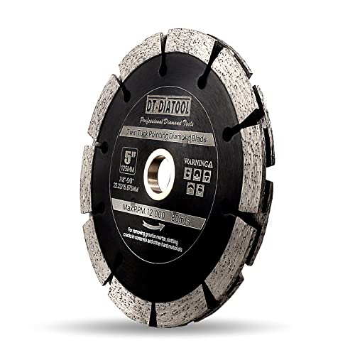 DT-DIATOOL Twin Tuck Point Blade - 125mm Mörtel Raking Dual Diamond Blade 22.23-16mm für Mörtel Entfernung Mörtel Beton Mauerwerk Ziegel Stein von DT-DIATOOL