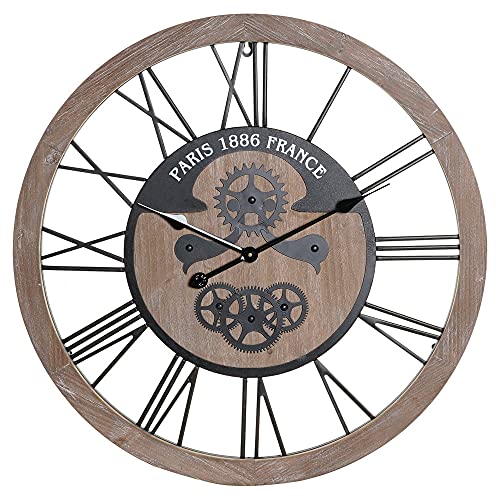 DT RE-180025 Wanduhr, Eisen und MDF, Natur, 70 x 5 x 70 cm von DT