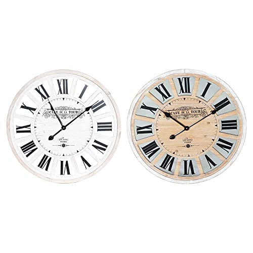 DT RE-180034 Wanduhr, MDF, Weiß/Beige, 60 x 4 x 60 cm, 2 Stück von DT