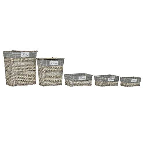 Korb (Set) aus Weide und Polyester, grau, 47 x 34 x 55 cm (Referenz: DC-179928) von DT