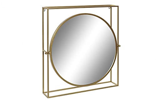 Spiegel aus Metall und Spiegel, goldfarben, 68 x 11 x 72 cm (ES-157947) von DT