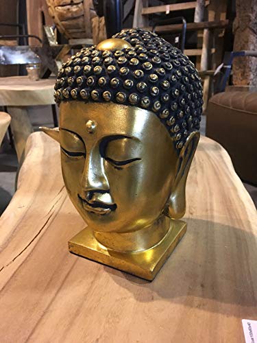 DT Thai Buddha Kopf Gold 24 cm goldfarben Antik Designe Skulptur Deko Feng Shui New von DT