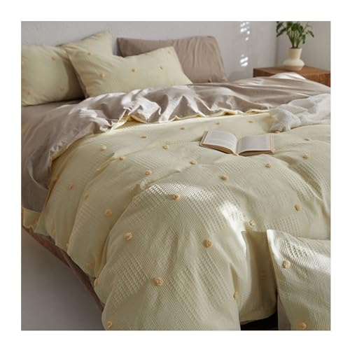 4-teiliges Bettwäscheset 4-teiliges Quilt-Set mit dreidimensionalen Schnittblumen und kleinen Kugeln in Waffelform, Bettbezug for Heimbettwäsche aus reiner Baumwolle, gewaschener Baumwolle, Gelb Bettd 4-teiliges Bettwäscheset 4-teiliges Quilt-Set mit dreidimensionalen Schnittblumen und kleinen Kugeln in Waffelform, Bettbezug for Heimbettwäsche aus reiner Baumwolle, gewaschener Baumwolle, Gelb Bettd von DTACBNEUZ