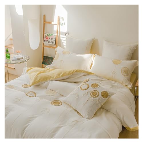 4-teiliges Bettwäscheset Baumwoll-Doppelgaze-Bettbezug, 4-teiliges Set, weiches, atmungsaktives Bettbezug-Set, Heim-Schlafzimmer-Dekoration, weiche Mikrofaser Bettdeckenset(Yellow,1.5m-1.8m bed-200x23 4-teiliges Bettwäscheset Baumwoll-Doppelgaze-Bettbezug, 4-teiliges Set, weiches, atmungsaktives Bettbezug-Set, Heim-Schlafzimmer-Dekoration, weiche Mikrofaser Bettdeckenset(Yellow,1.5m-1.8m bed-200x23 von DTACBNEUZ