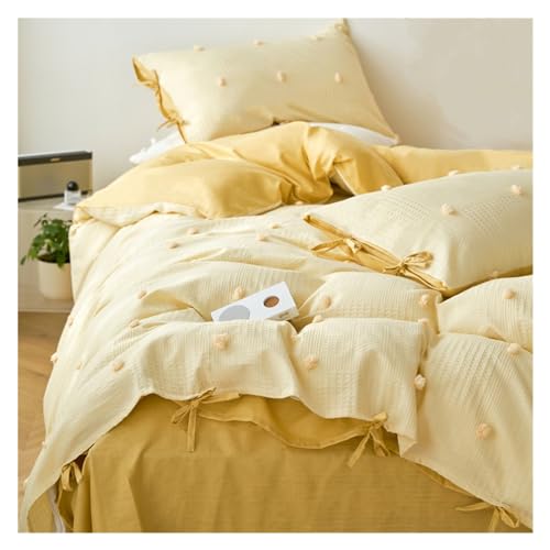 4-teiliges Bettwäscheset Bettwäsche-Set aus 100 % steingewaschener Baumwolle, 4-teilig, mit Bindebändern, Eckbändern, superweich, Stickerei im Shabby-Chic-Stil Bettdeckenset(Yellow,2.0m bed -220x240cm 4-teiliges Bettwäscheset Bettwäsche-Set aus 100 % steingewaschener Baumwolle, 4-teilig, mit Bindebändern, Eckbändern, superweich, Stickerei im Shabby-Chic-Stil Bettdeckenset(Yellow,2.0m bed -220x240cm von DTACBNEUZ