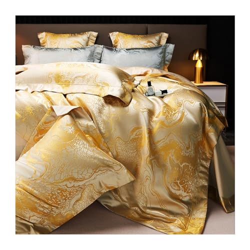4-teiliges Bettwäscheset Brokat-Bettbezug aus langstapeliger Baumwolle, 4-teiliges Set, seidig weiches, luxuriöses, glattes Set aus langstapeliger Baumwolle, hochwertige Jacquard-Atmosphäre-Bettwäsche 4-teiliges Bettwäscheset Brokat-Bettbezug aus langstapeliger Baumwolle, 4-teiliges Set, seidig weiches, luxuriöses, glattes Set aus langstapeliger Baumwolle, hochwertige Jacquard-Atmosphäre-Bettwäsche von DTACBNEUZ