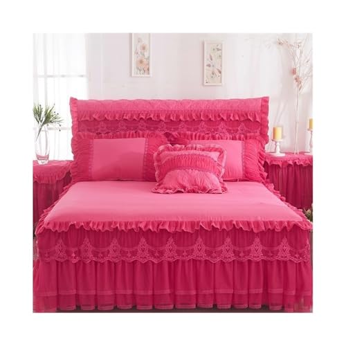 4-teiliges Bettwäscheset Spitzen-Bettwäscheset mit Rüschen, schicke Prinzessinnen-Bettwäsche, 1-teilige Spitzen-Tagesdecke mit 2-teiligen Kissenbezügen Bettdeckenset(Rose Pink,Full 150x200cm 3pcs) 4-teiliges Bettwäscheset Spitzen-Bettwäscheset mit Rüschen, schicke Prinzessinnen-Bettwäsche, 1-teilige Spitzen-Tagesdecke mit 2-teiligen Kissenbezügen Bettdeckenset(Rose Pink,Full 150x200cm 3pcs) von DTACBNEUZ