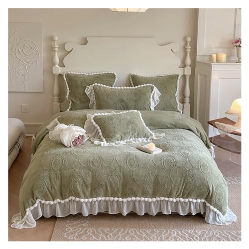 4-teiliges Bettwäscheset Spitzen-High-End-Winter-Bettbezug im Prinzessinnen-Stil, 4-teiliges Set, geschnitzte Milchsamt-verdickte doppelseitige Korallensamt-Bettwäsche Bettdeckenset(Green,2.0m bed -22 4-teiliges Bettwäscheset Spitzen-High-End-Winter-Bettbezug im Prinzessinnen-Stil, 4-teiliges Set, geschnitzte Milchsamt-verdickte doppelseitige Korallensamt-Bettwäsche Bettdeckenset(Green,2.0m bed -22 von DTACBNEUZ