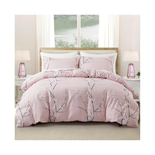 DTACBNEUZ 4-teiliges Bettwäscheset 2/3-teiliges Bettwäscheset mit Blumen- und Pflaumenblütenmotiv, wendbarer Bettbezug mit botanischem Zweig und Kissenbezügen Bettdeckenset(Pink,US Queen(229x229cm)) DTACBNEUZ 4-teiliges Bettwäscheset 2/3-teiliges Bettwäscheset mit Blumen- und Pflaumenblütenmotiv, wendbarer Bettbezug mit botanischem Zweig und Kissenbezügen Bettdeckenset(Pink,US Queen(229x229cm)) von DTACBNEUZ