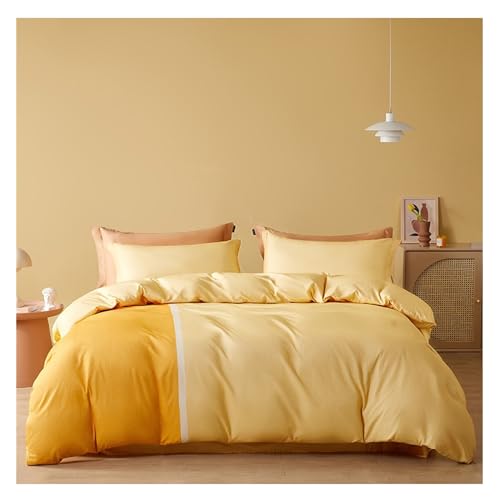 DTACBNEUZ 4-teiliges Bettwäscheset Doppelter Patchwork-Bettbezug aus Baumwolle, Bettwäsche-Set aus weicher Mikrofaser mit Eckkordel mit Reißverschluss Bettdeckenset(Yellow,2.0m Bed -220x240cm) von DTACBNEUZ