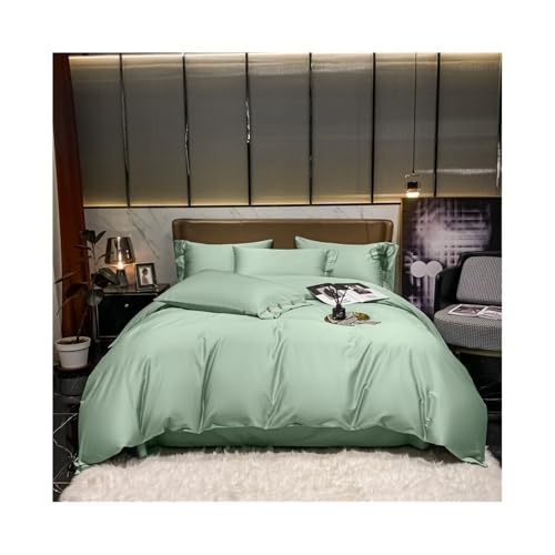 DTACBNEUZ 4-teiliges Bettwäscheset Luxuriöser Bettbezug in Reiner Farbe, 1-teiliger Bettbezug aus langstapeliger Baumwolle mit Reißverschluss Bettdeckenset(Green,220x240cm) von DTACBNEUZ