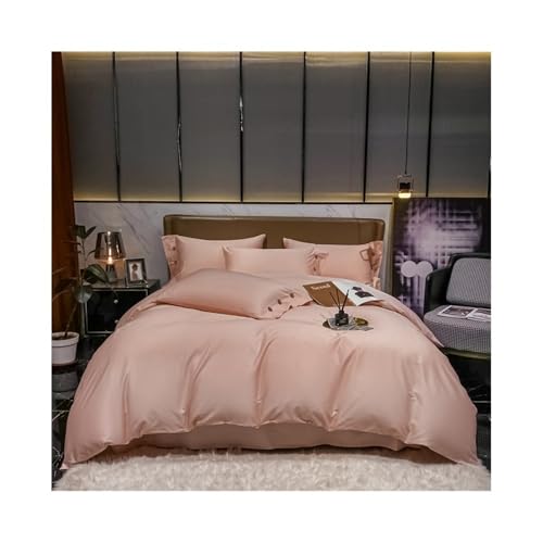 DTACBNEUZ 4-teiliges Bettwäscheset Luxuriöser Bettbezug in Reiner Farbe, 1-teiliger Bettbezug aus langstapeliger Baumwolle mit Reißverschluss Bettdeckenset(Pink,200x230cm) von DTACBNEUZ